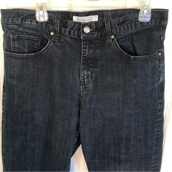 Perry Ellis Portfolio Jeans Dark Wash Straight Leg Dressy Casual Men's 34x32 - Picture 2 of 7